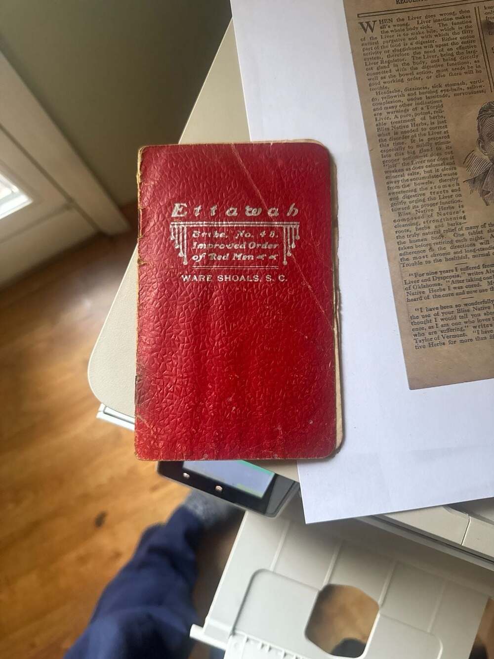 Antique By-Laws Booklet Ettawah Tribe No. 48 Improved Order of Red Men Ware Shoa